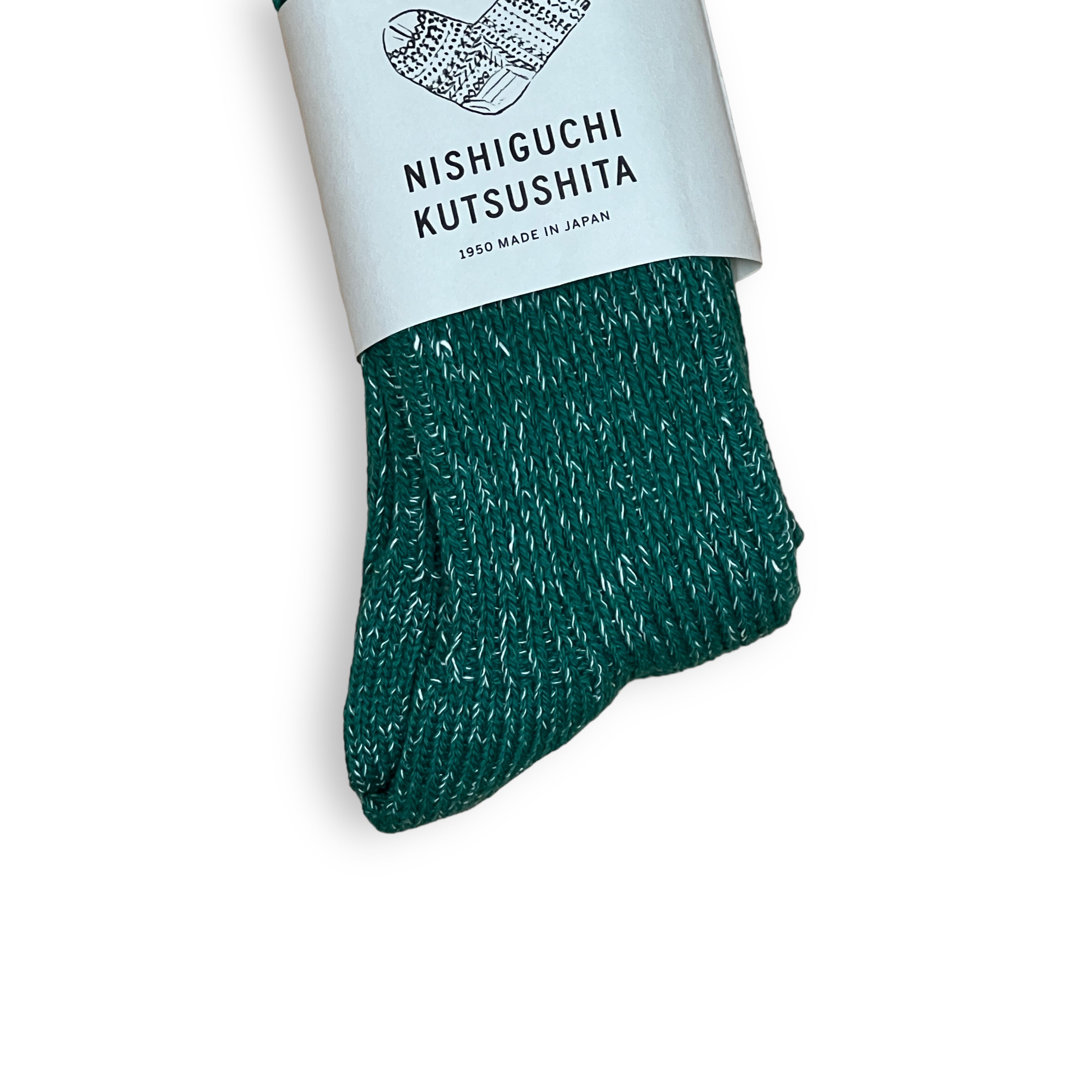 NISHIGUCHI KUTSUSHITA Hemp Cotton Ribbed Socks park green