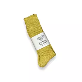 NISHIGUCHI KUTSUSHITA Hemp Cotton Ribbed Socks vintage yellow