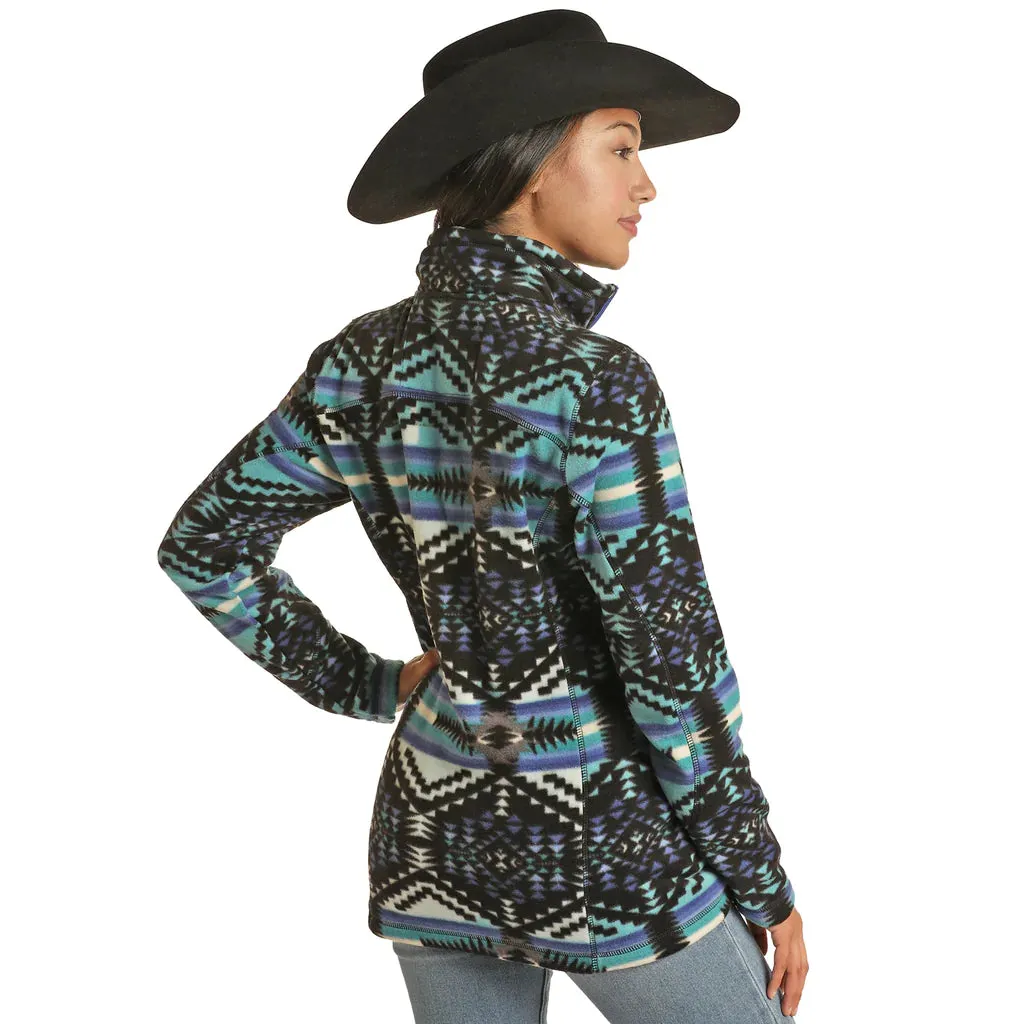 Powder River Outfitters Women's Aztec Fleece Black Pullover Jacket