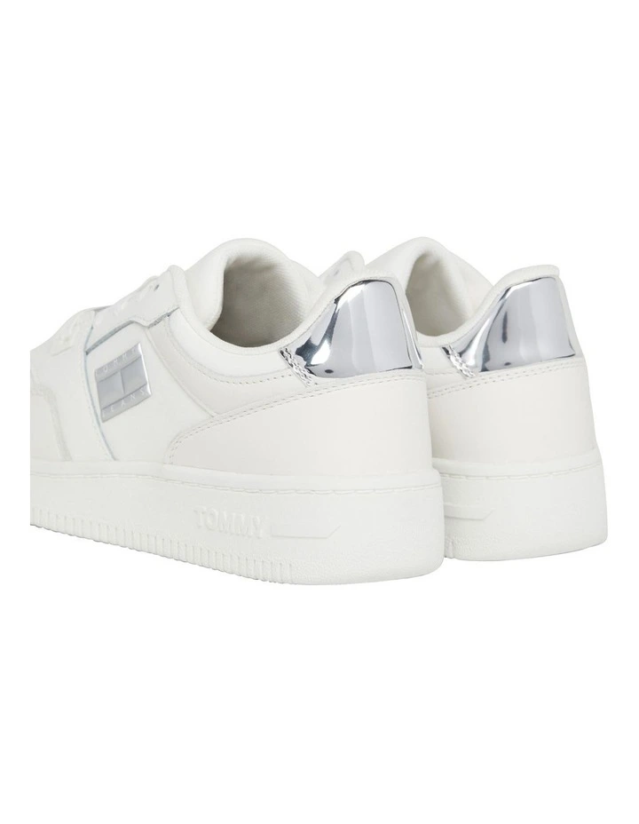 Retro Leather Mirror Trainers Sneaker in Ecru