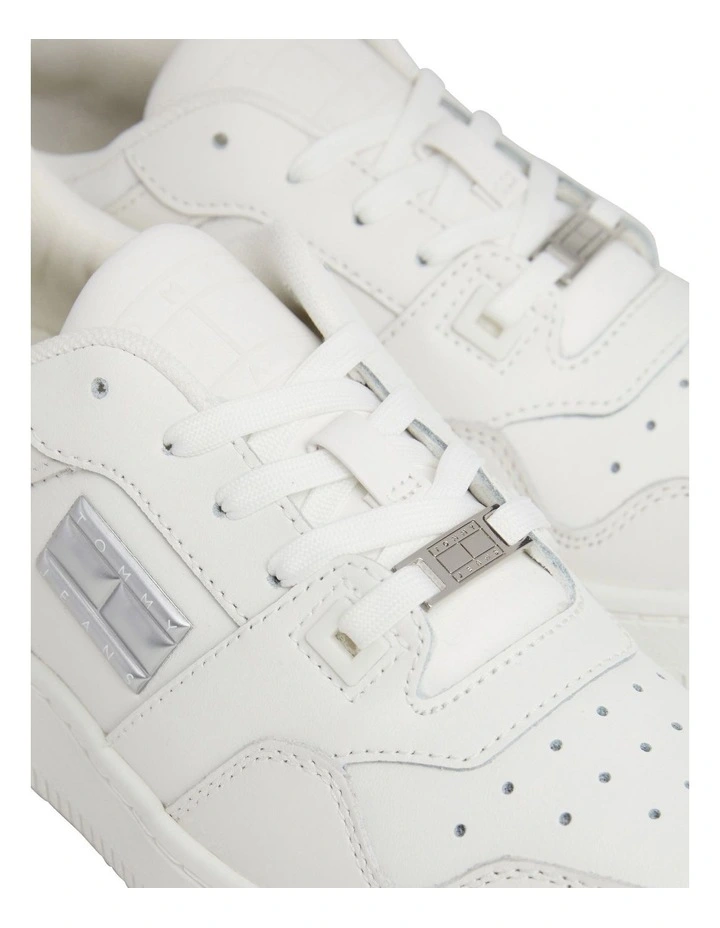 Retro Leather Mirror Trainers Sneaker in Ecru