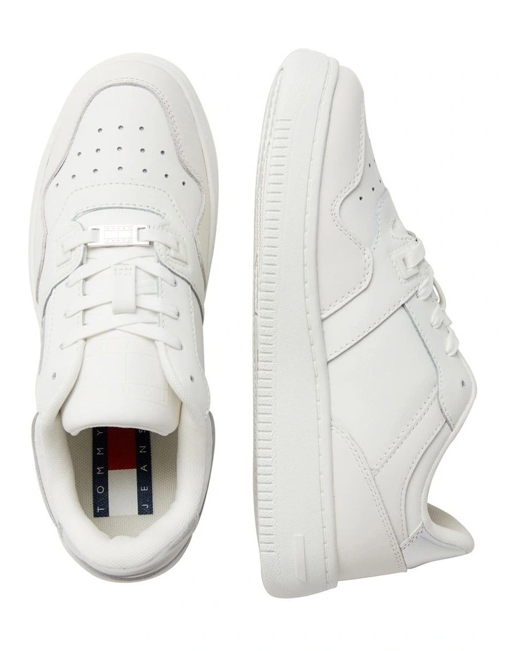 Retro Leather Mirror Trainers Sneaker in Ecru