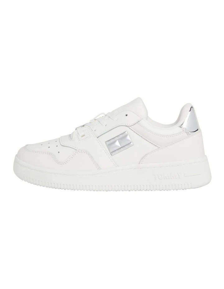 Retro Leather Mirror Trainers Sneaker in Ecru