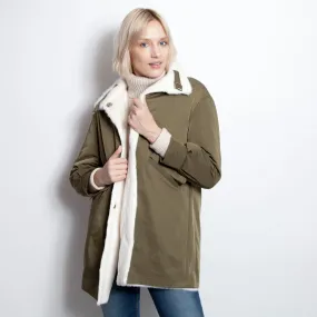 Reversible Nylon Faux Shearling Coat