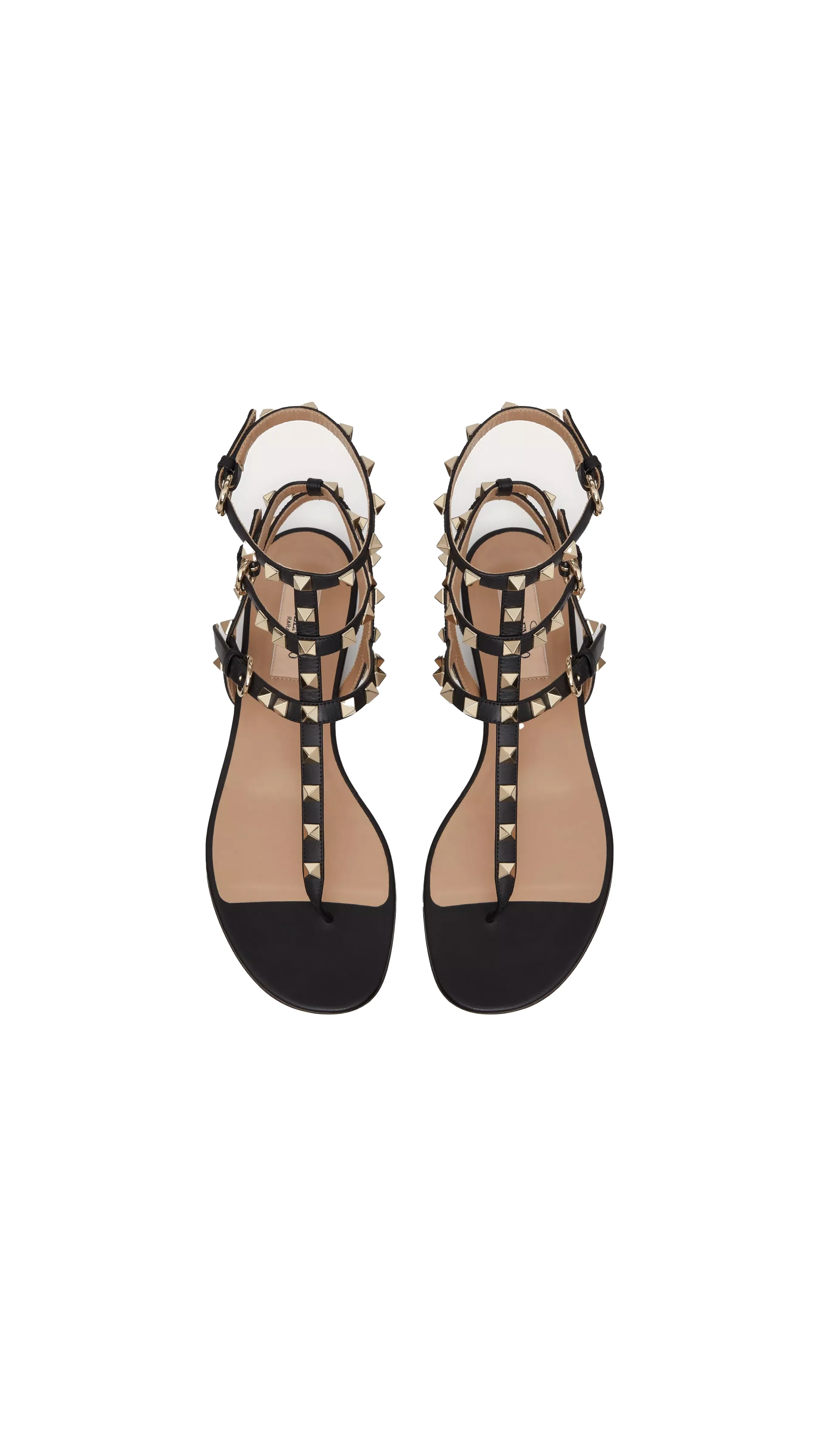 Rockstud Calfskin Flat Flip-flop Sandal - Black