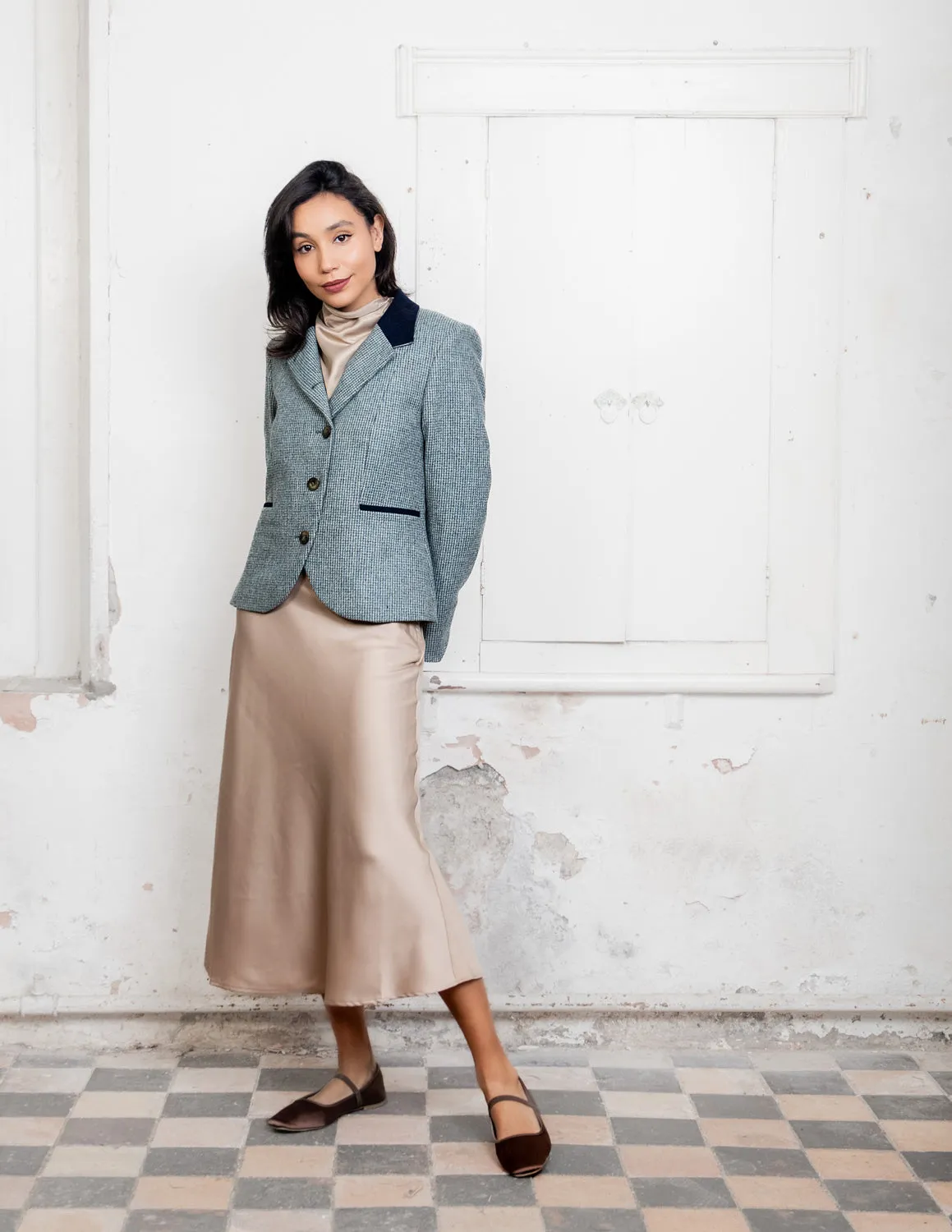 Sasha Tweed Jacket - Jade Weave Herringbone