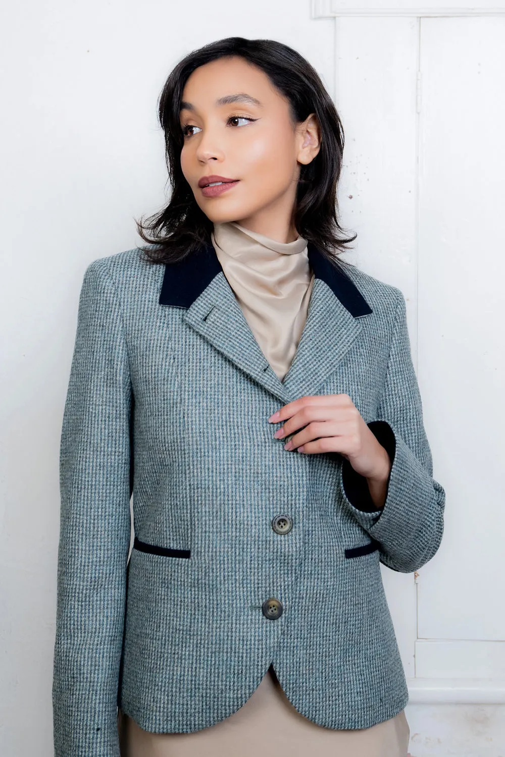 Sasha Tweed Jacket - Jade Weave Herringbone