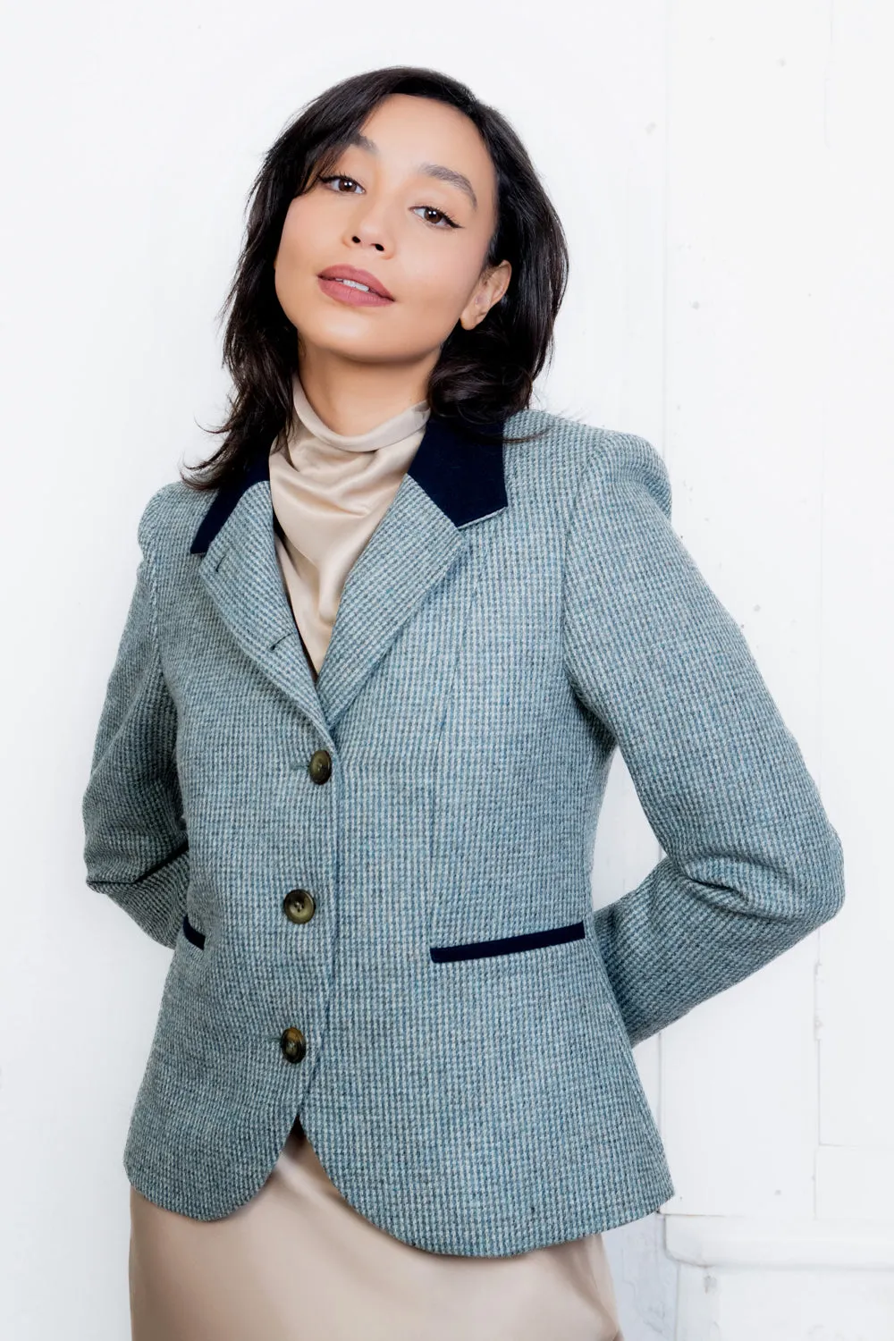 Sasha Tweed Jacket - Jade Weave Herringbone