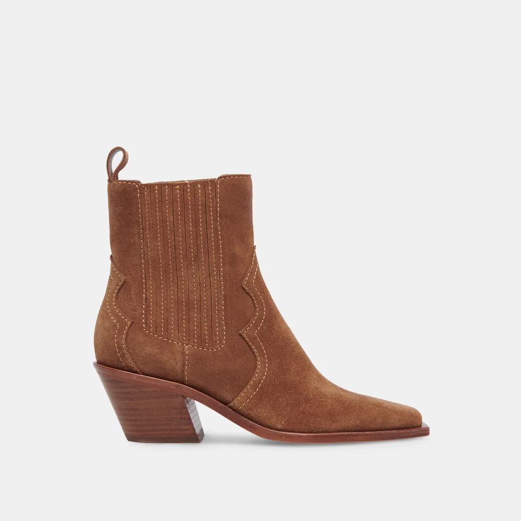 Senna Booties Chestnut Suede | Women's Suede Cowboy Boots– Dolce Vita 6908080095298