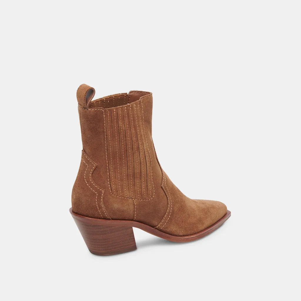 Senna Booties Chestnut Suede | Women's Suede Cowboy Boots– Dolce Vita 6908080095298