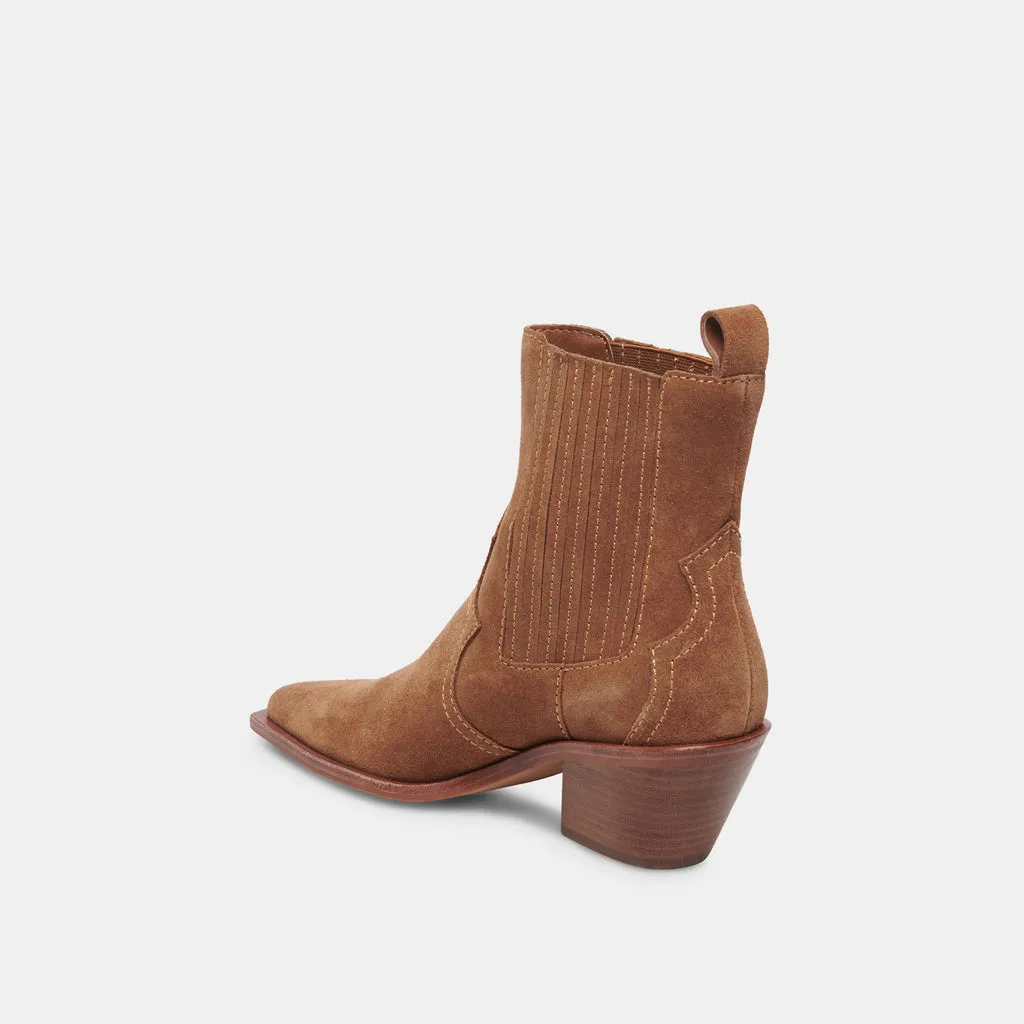 Senna Booties Chestnut Suede | Women's Suede Cowboy Boots– Dolce Vita 6908080095298