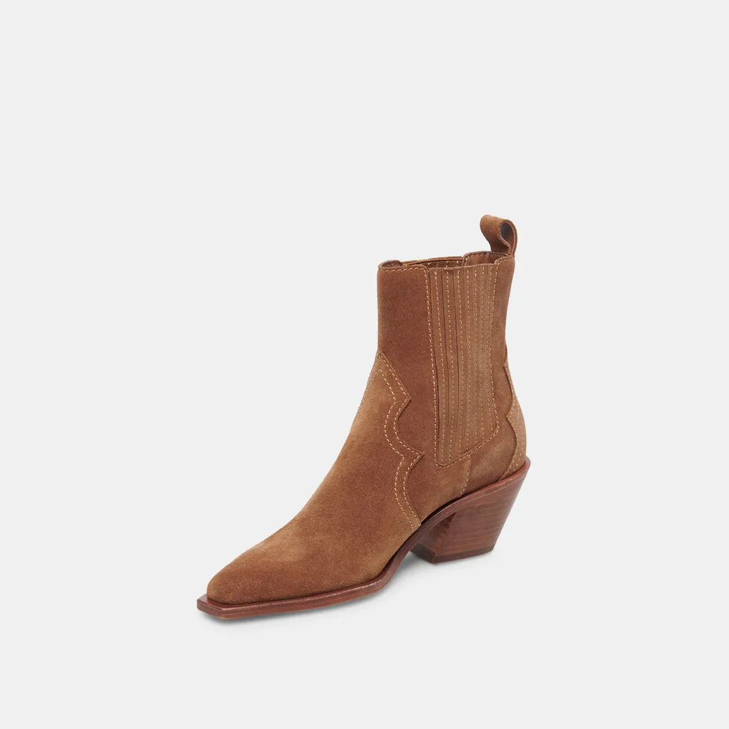 Senna Booties Chestnut Suede | Women's Suede Cowboy Boots– Dolce Vita 6908080095298