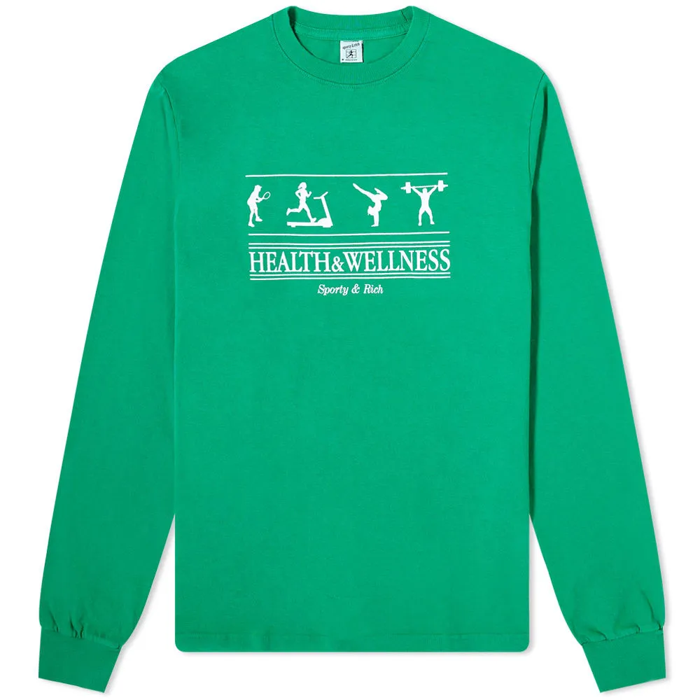 Sporty & Rich Health & Wellness Long Sleeve TeeJolly Green & White