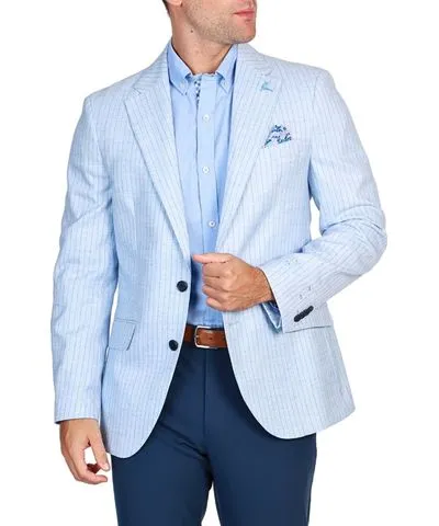 Tailorbyrd Dkny Men's French Blue Striped Sport Coat