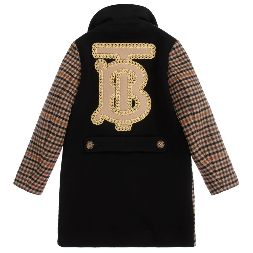 Teen Brown Check Logo Coat