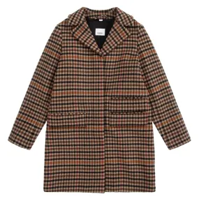 Teen Brown Check Logo Coat