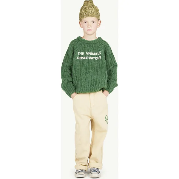 The Animals Observatory Plain Bull Relaxed Fit Sweater, Deep Green