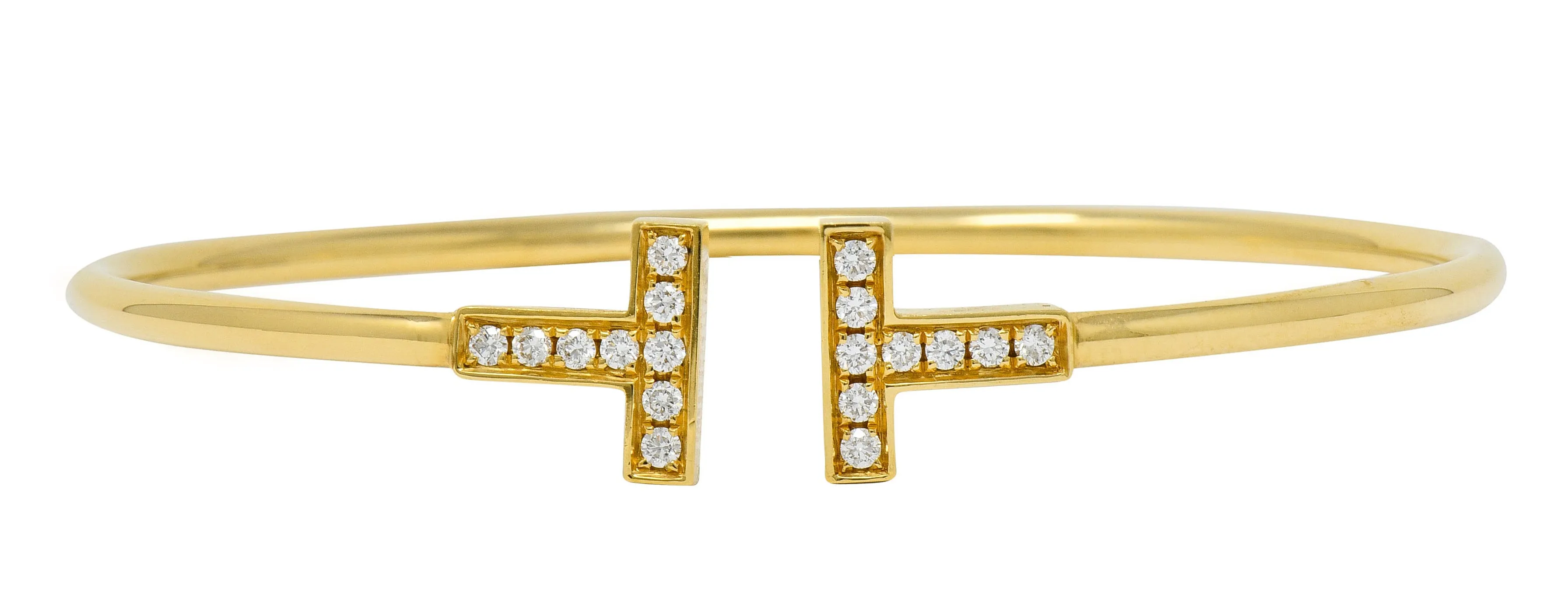 Tiffany & Co. Diamond 18 Karat Gold Tiffany T Flexible Cuff Bracelet