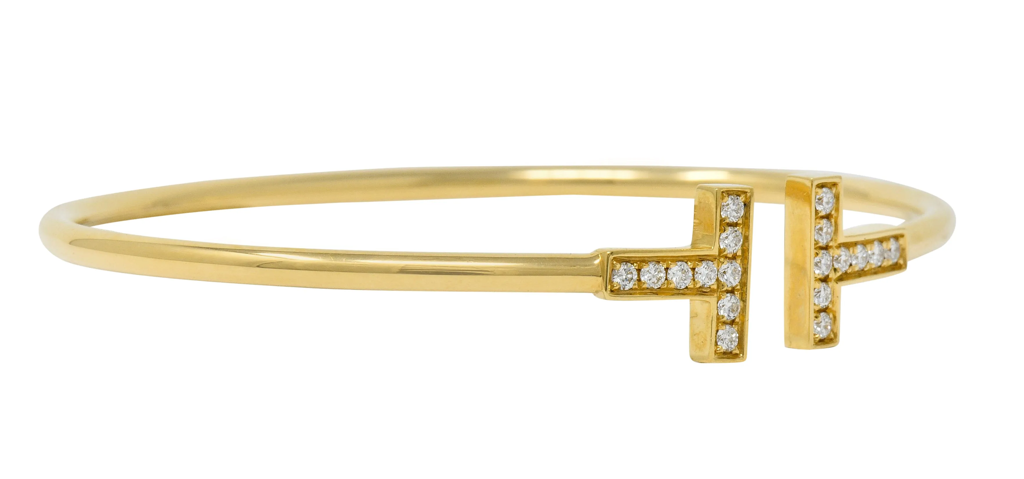 Tiffany & Co. Diamond 18 Karat Gold Tiffany T Flexible Cuff Bracelet