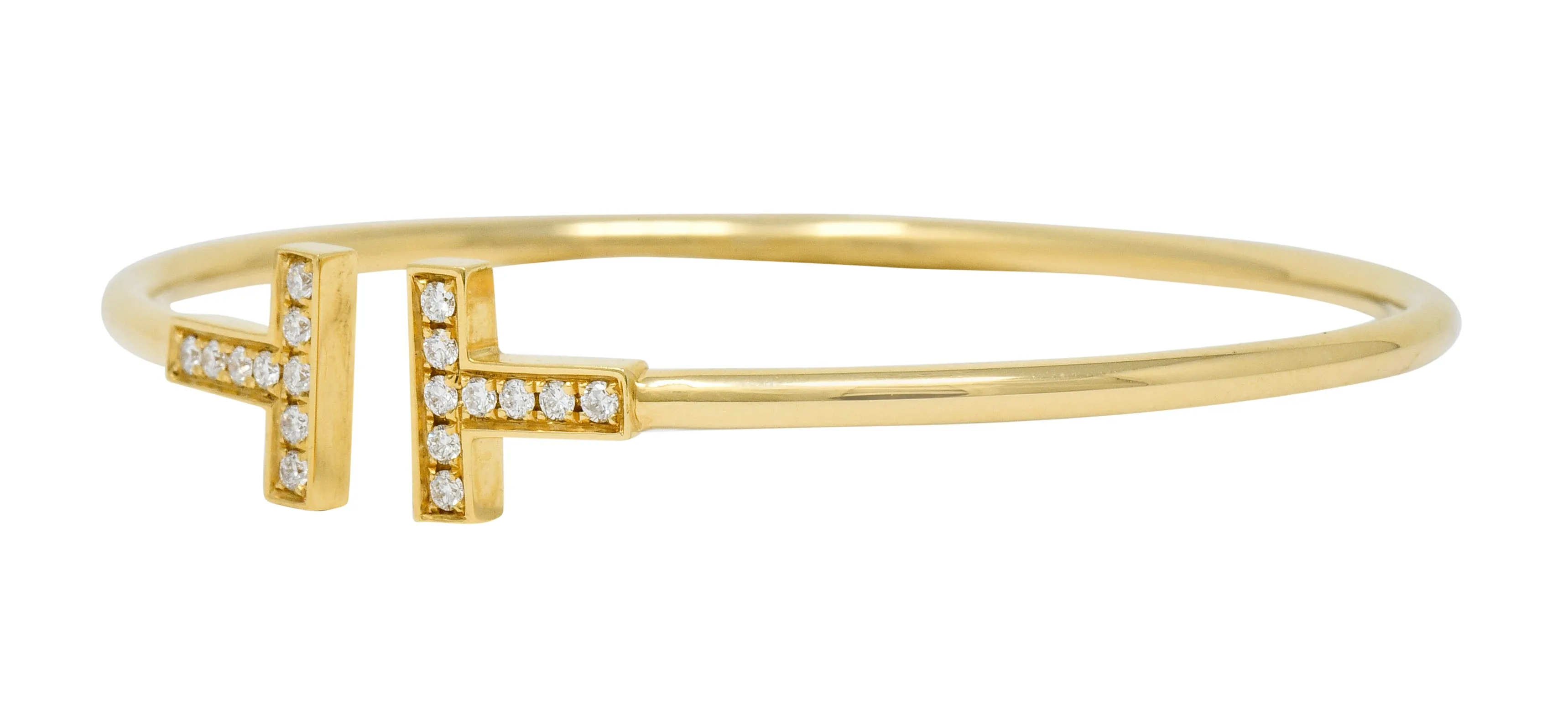 Tiffany & Co. Diamond 18 Karat Gold Tiffany T Flexible Cuff Bracelet