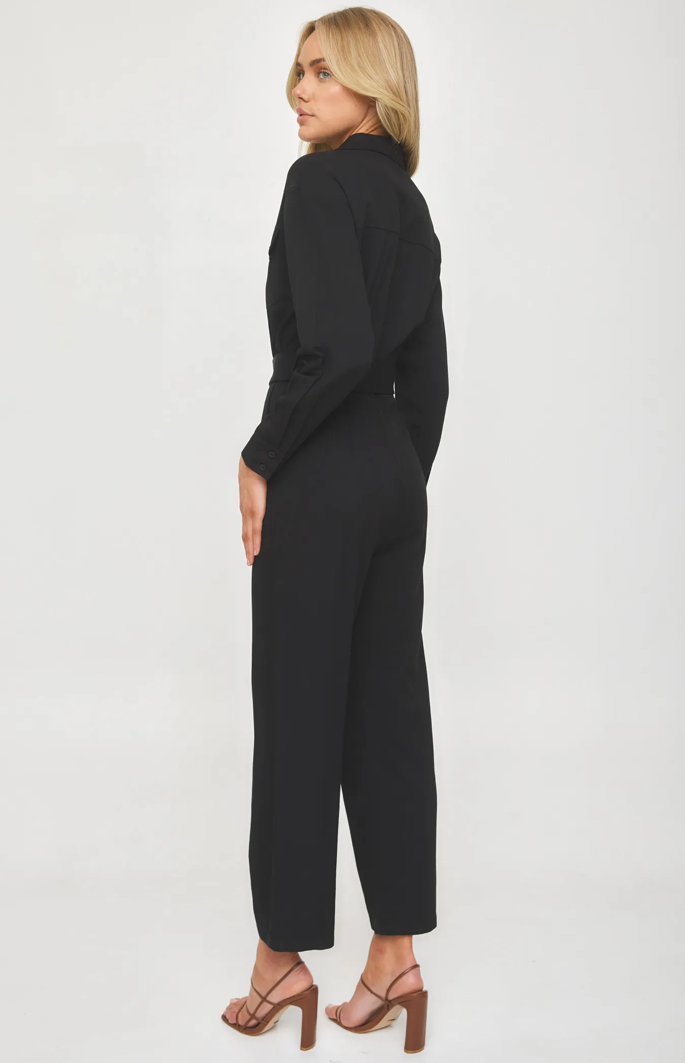 Utility Jumpsuit with Round Buckle and Front Pockets (SJP528A)