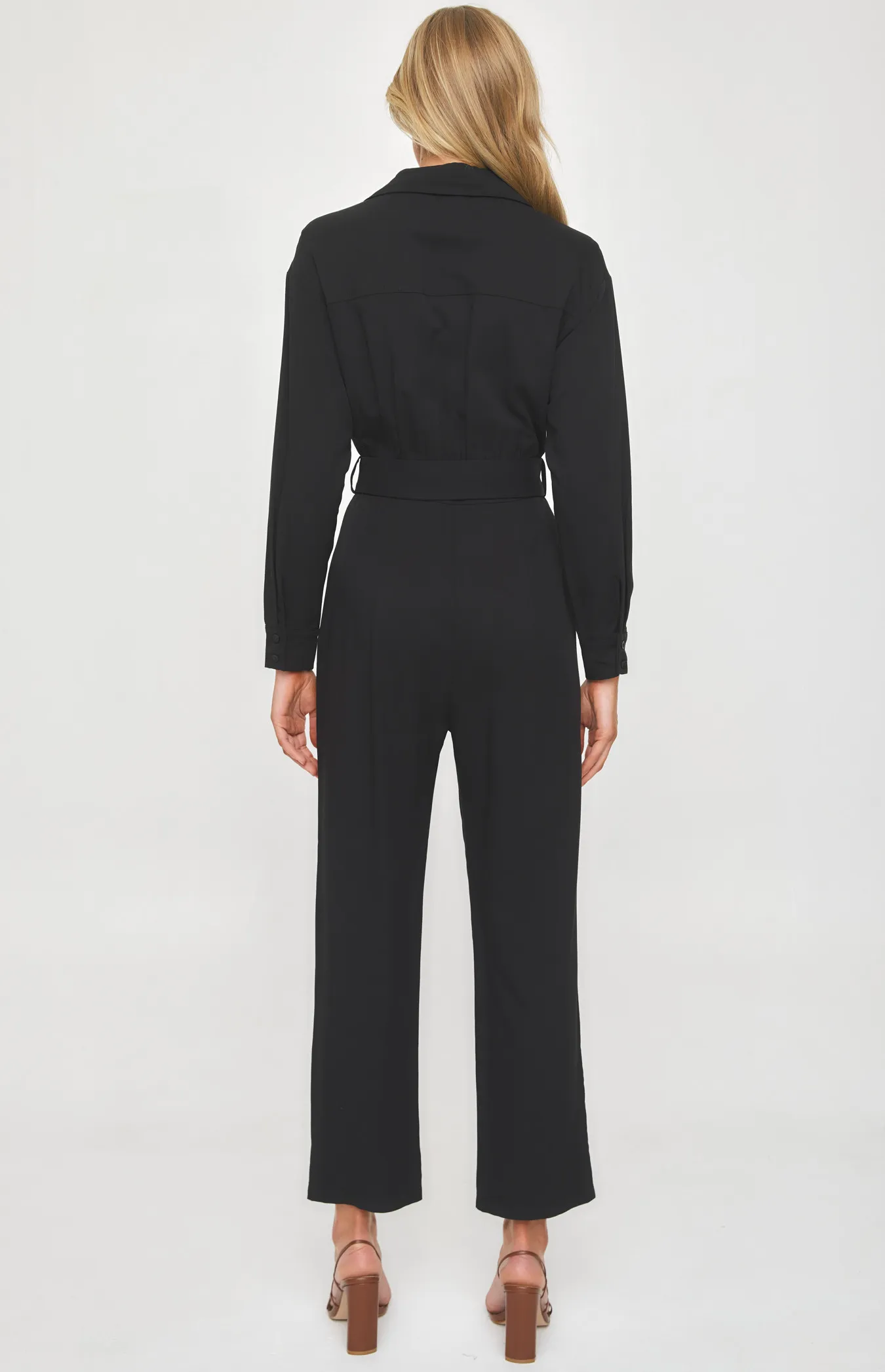 Utility Jumpsuit with Round Buckle and Front Pockets (SJP528A)