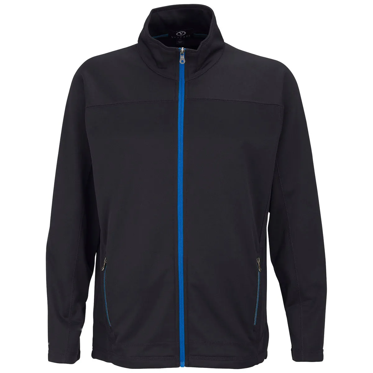 Vantage Men's Black/Royal Brushed Back Micro-Fleece Full-Zip Jacket