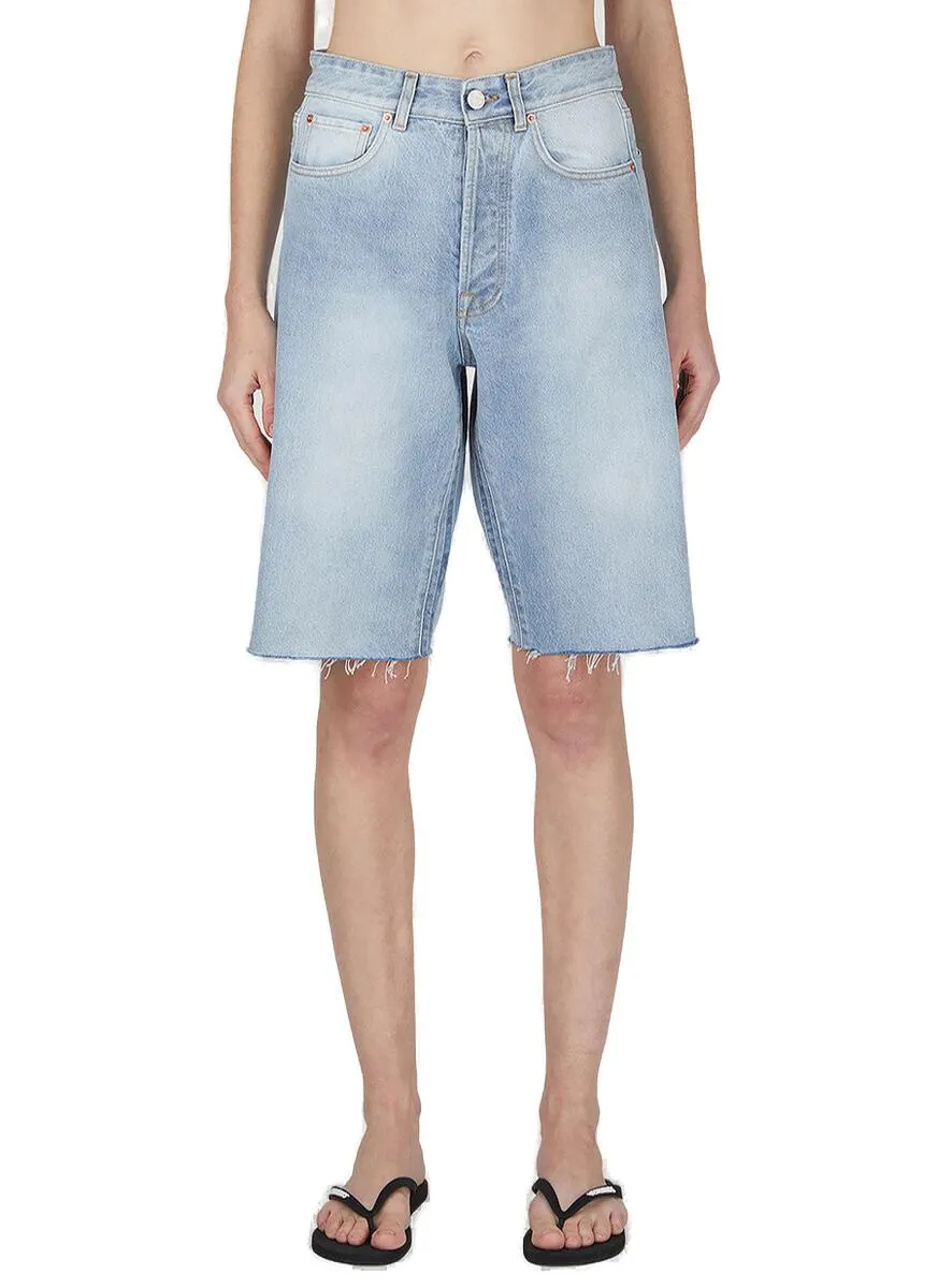 Vetements Logo Patch Knee-Length Denim Shorts