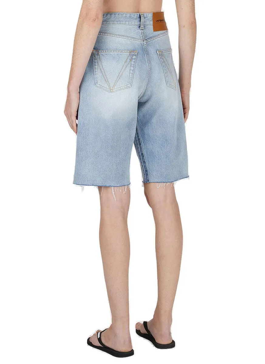 Vetements Logo Patch Knee-Length Denim Shorts