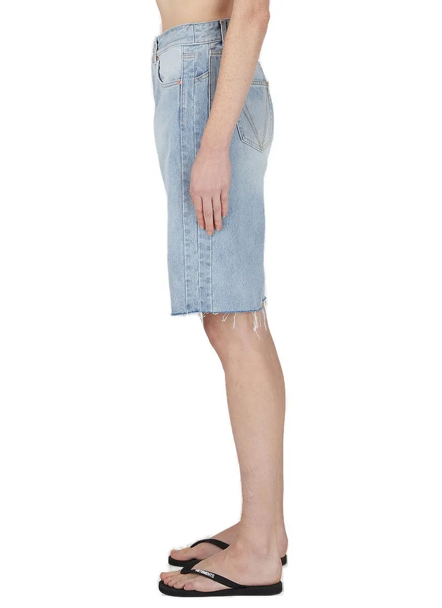 Vetements Logo Patch Knee-Length Denim Shorts