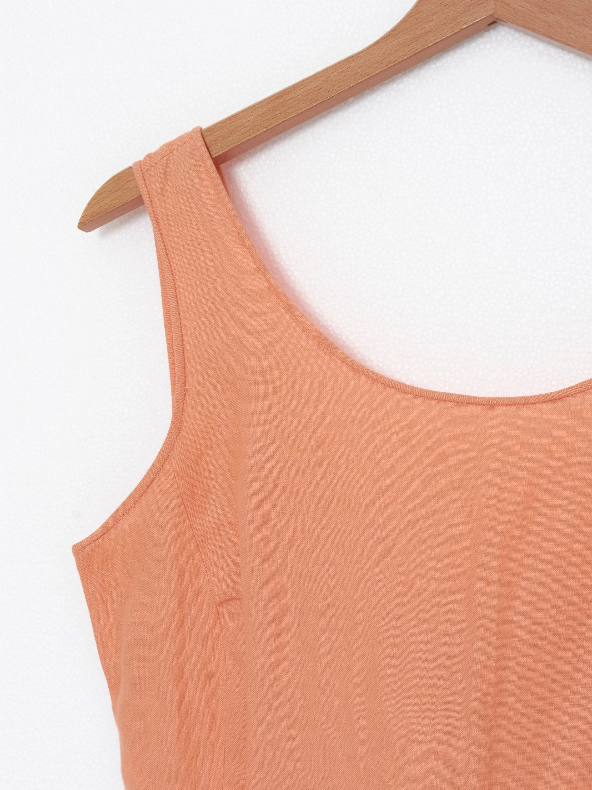 Vintage linen sleeveless peach-orange dress