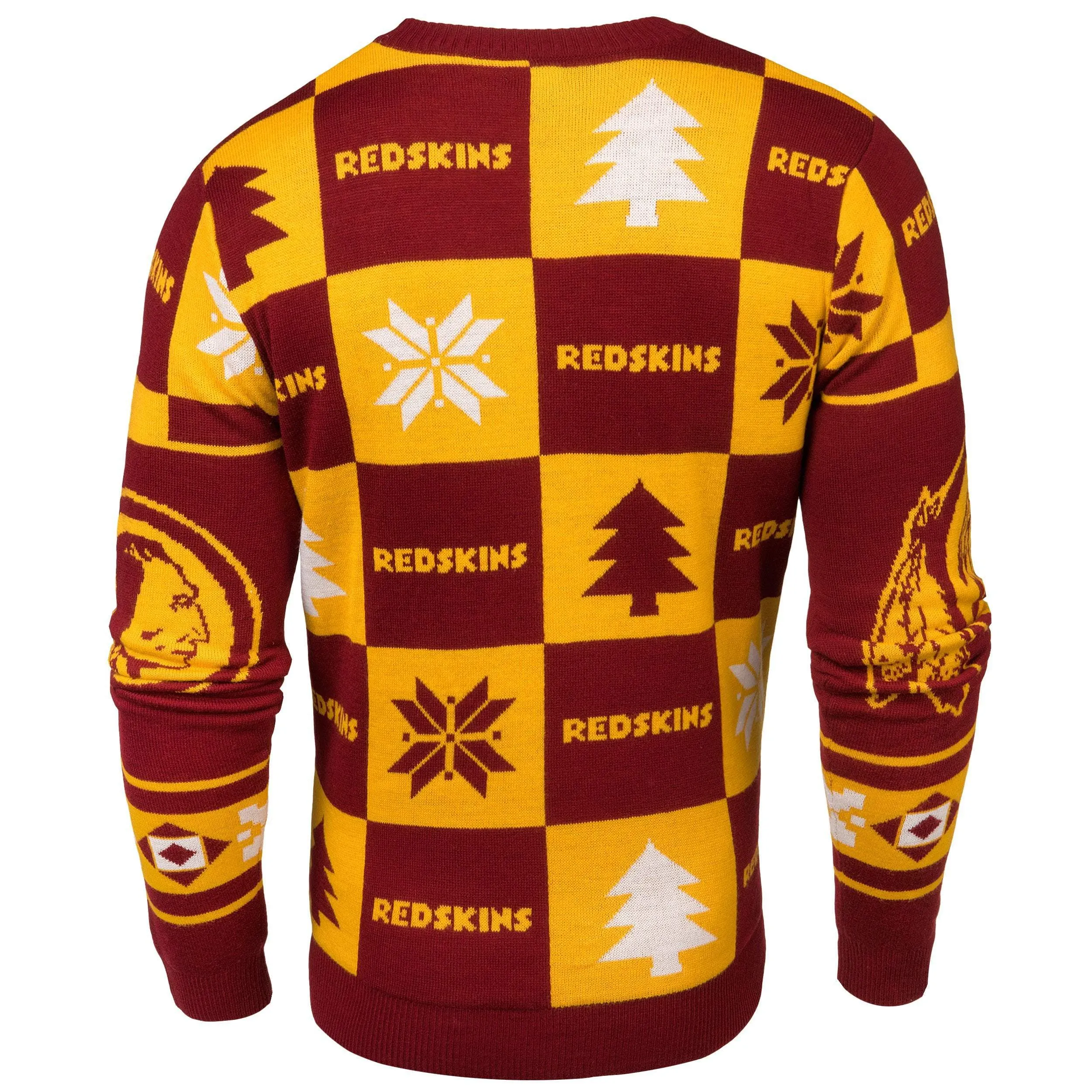 Washington Redskins Forever Collectibles Burgundy Gold Knit Patches Ugly Sweater