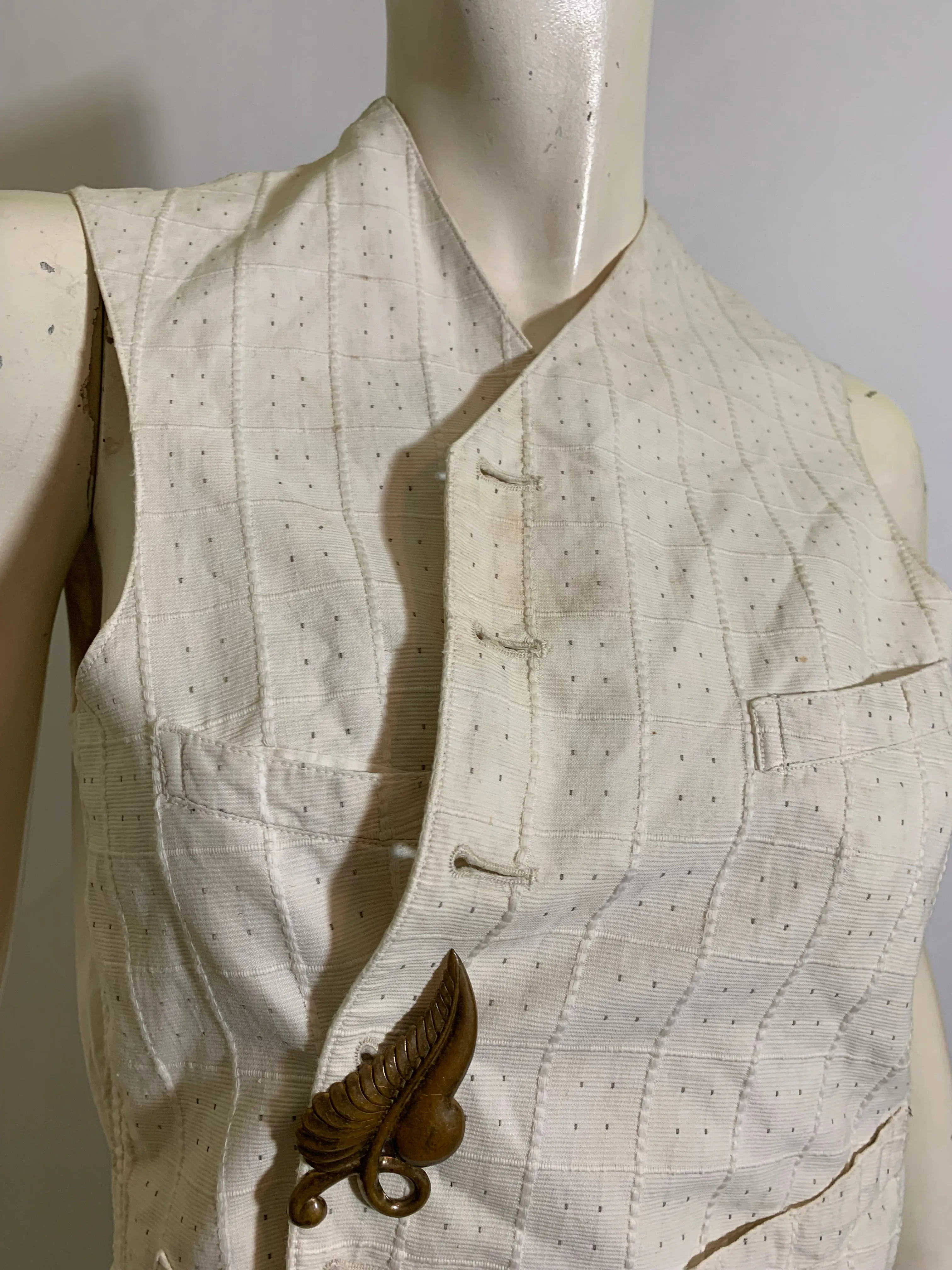 White Cotton Waist Coat Vest circa 1900s