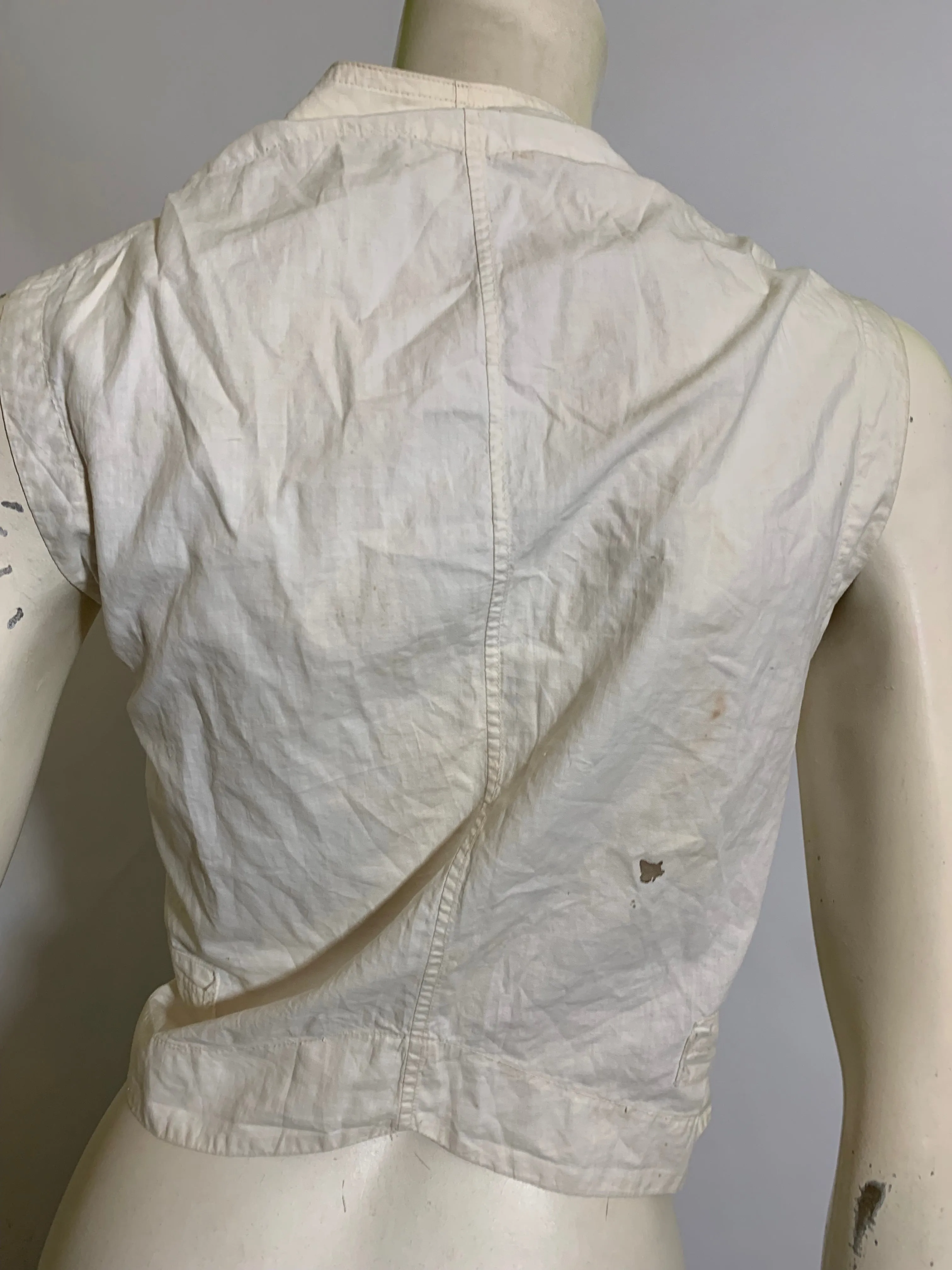 White Cotton Waist Coat Vest circa 1900s