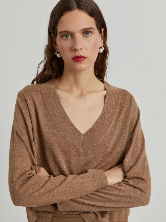 Wool blend V-neck sweater