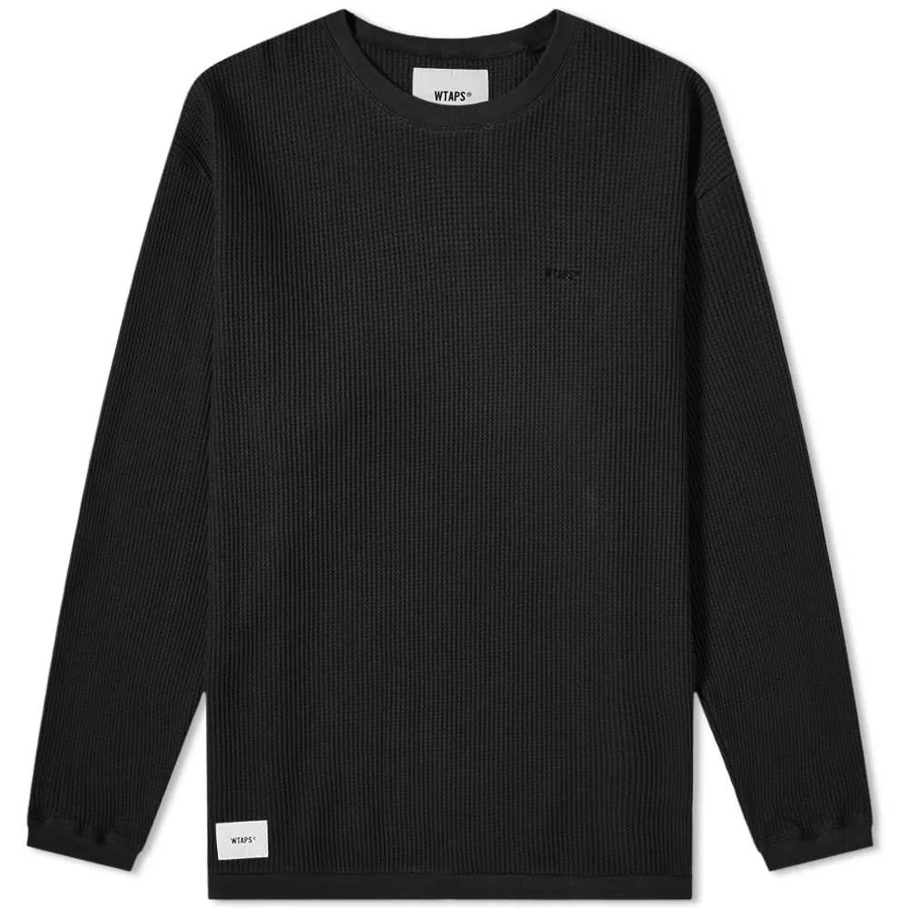 WTAPS Long Sleeve Sign Waffle TeeBlack