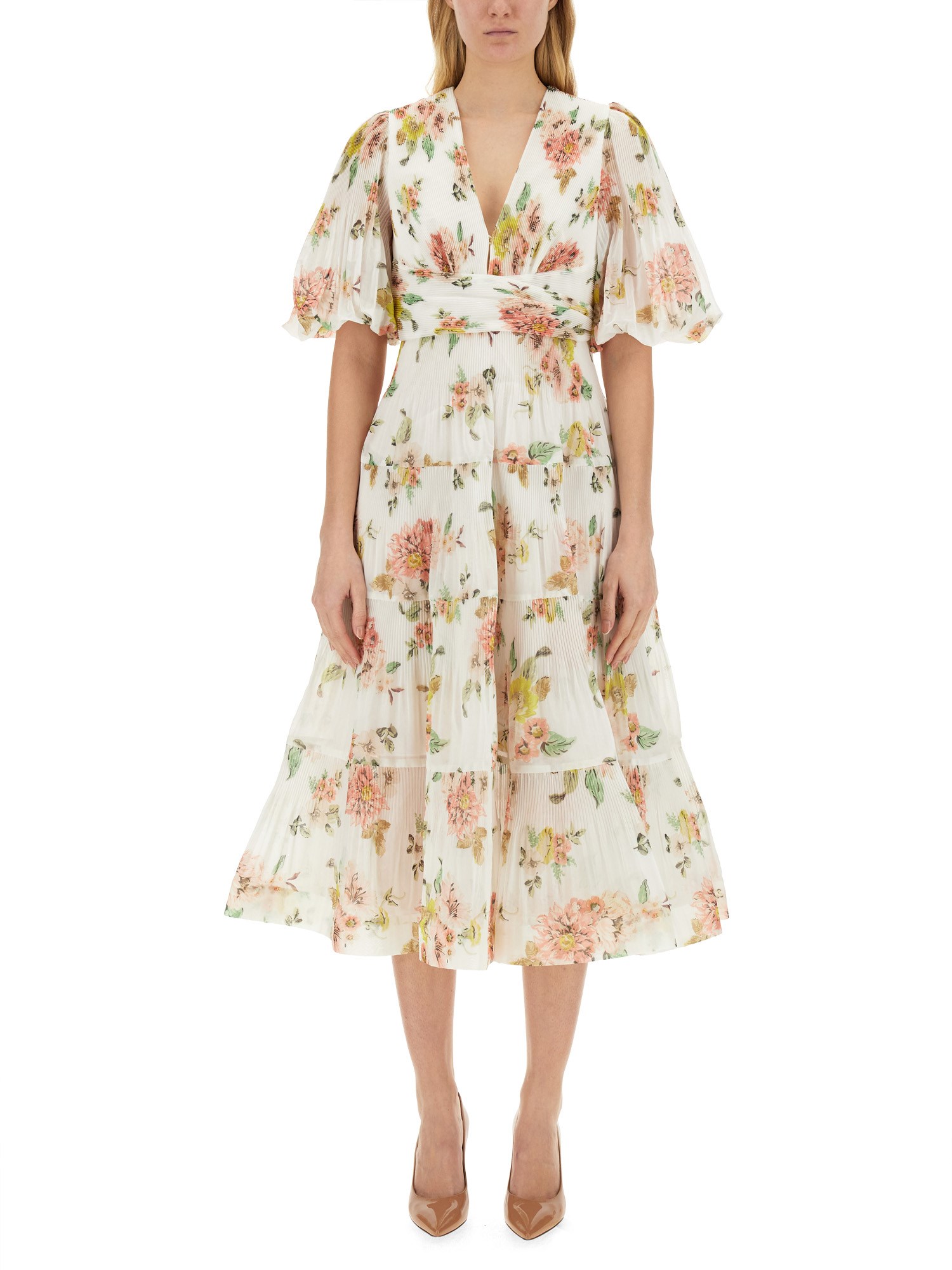 ZIMMERMANN    MIDI DRESS WITH FLORAL PRINT