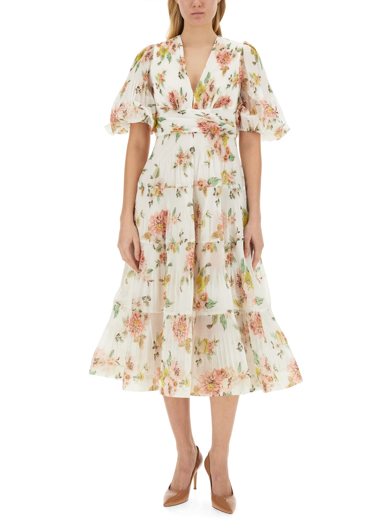 ZIMMERMANN    MIDI DRESS WITH FLORAL PRINT